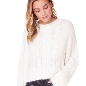 Soft Eyelash Cropped Sweater Cable Knit Feelin Lashy Ivory Off White Size Small